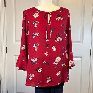 Ivanka Trump burgundy Floral Blouse